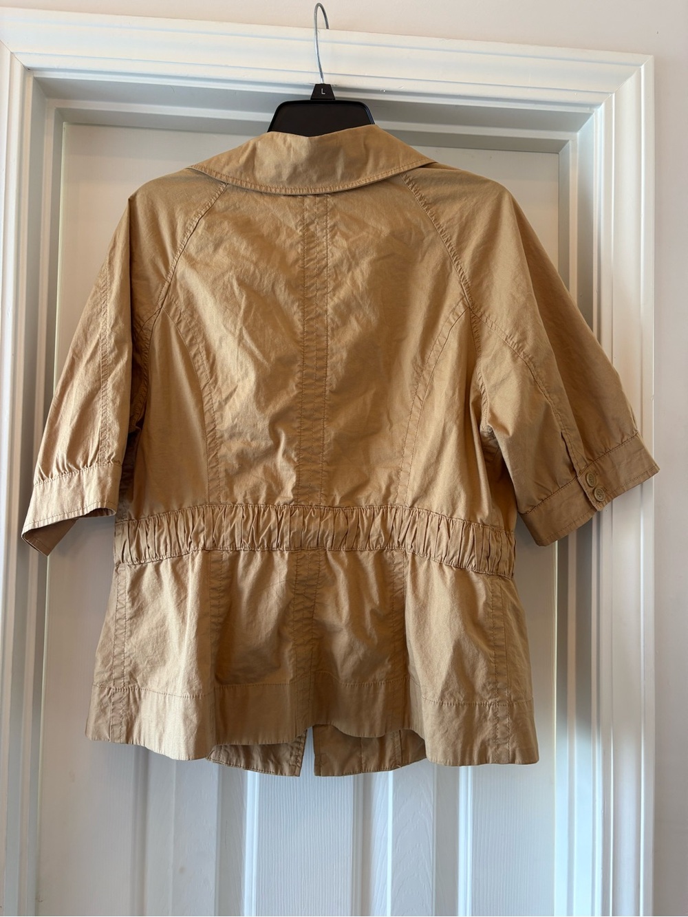 Lane Bryant Khaki Short-Sleeve Utility Jacket with Drawstring - Picture 3 of 3